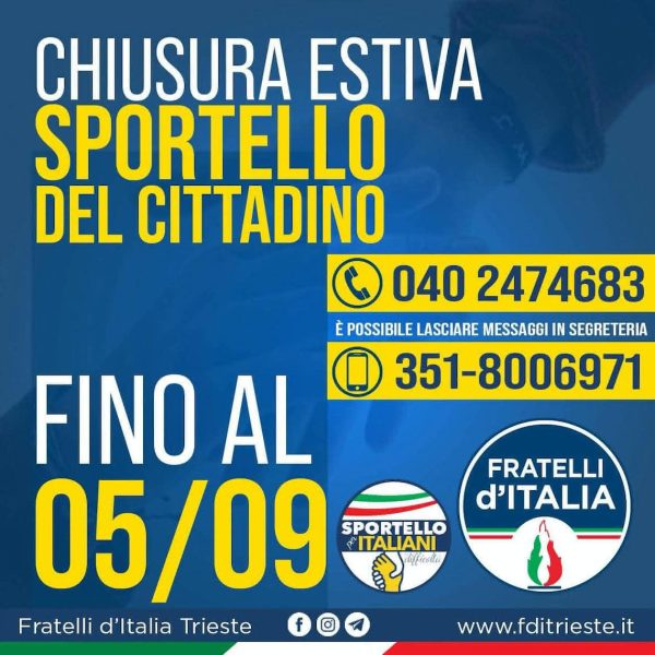 sportello cittadino chiusura agosto 2025